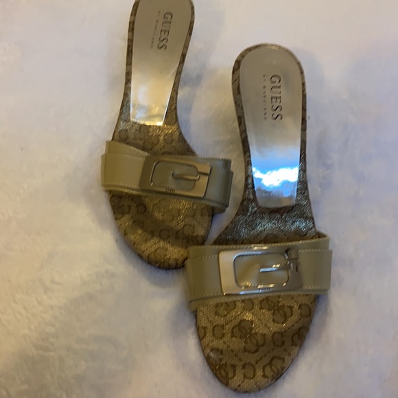 GUESS, tan, pumps. The inside of shoe is stunning with metallic colors. Steal!! - Picture 7 of 7